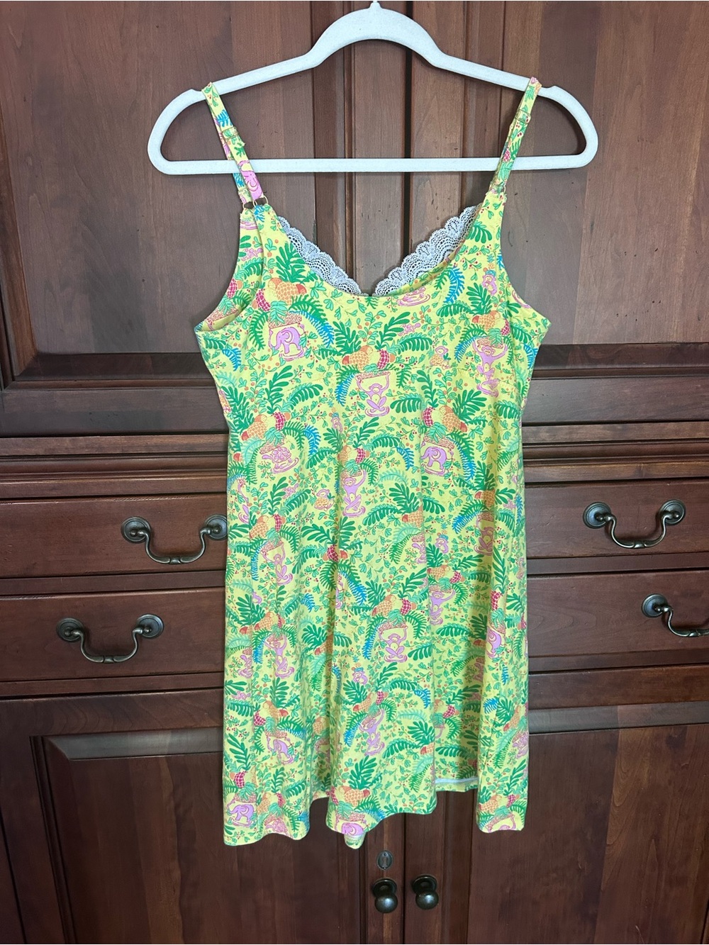 Lily Pulitzer Tropical Print Lace-Trim Sleep Slip - Picture 2 of 6